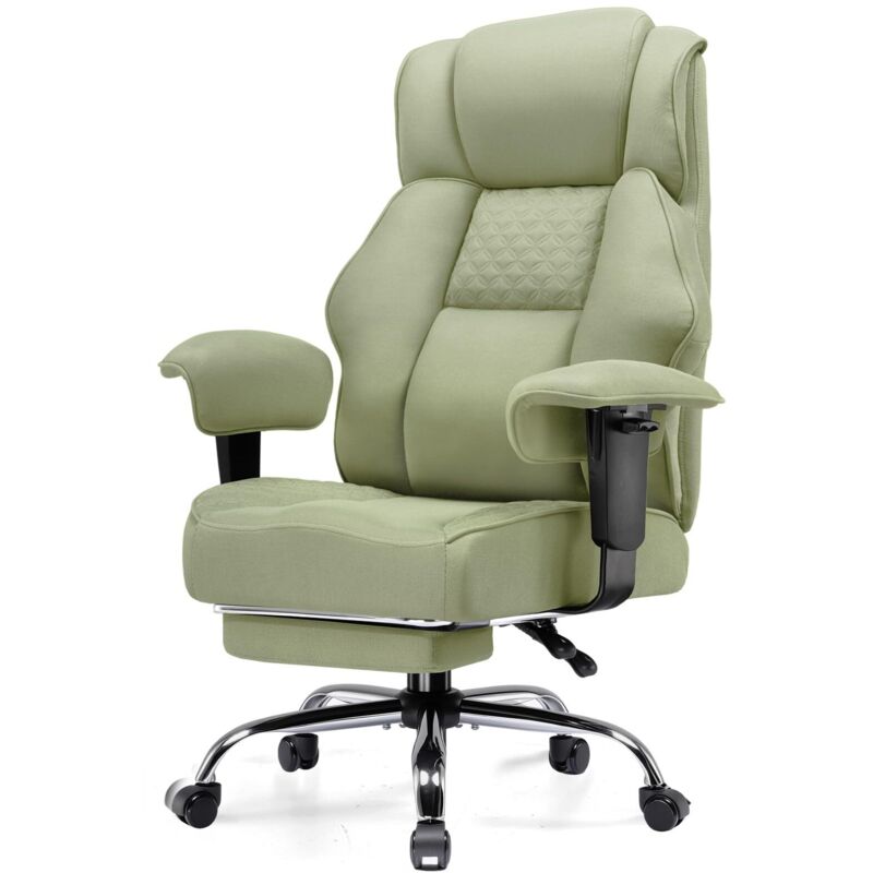 GTPLAYER Chaise gaming ergonomique -  - Tissu premium - Vert - Repose-pieds r&eacute;glable - Rembourrage &eacute;pais