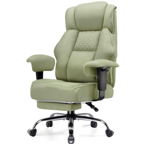 Chaise Gaming Ergonomique en Tissu Premium, Large Fauteuil de Bureau Pivotant avec Repose-Pieds Réglable - Vert