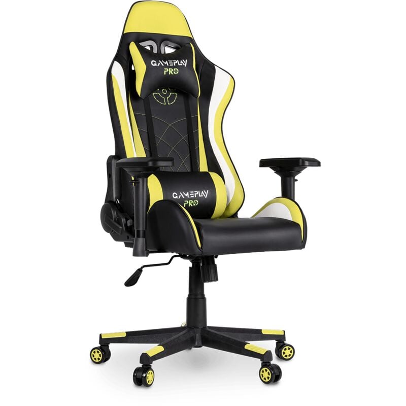 Mc Haus - Chaise gaming fauteuil de bureau, chaise gamer ergonomique pour ordinateur ou office, fauteuil de jeu avec accoudoirs 4D, dossier