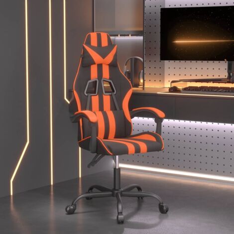 Chaise gaming pivotante Chaise de bureau  Fauteuil gamer Noir et orange Similicuir 16482