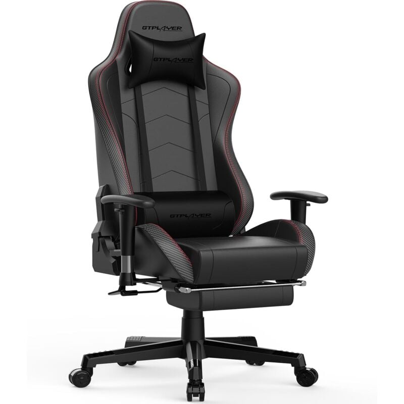 Chaise Gaming Repose-Pieds Haut-Parleur Bluetooth Fauteuil Gamer Gris Siège Ergonomique Noir - Gtplayer