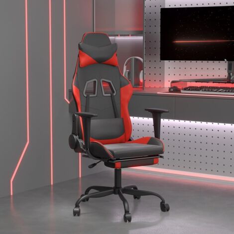 Chaise gaming,Chaise de jeu de massage,Fauteuil Gamer avec repose-pied Noir&Rouge Similicuir -BV99738