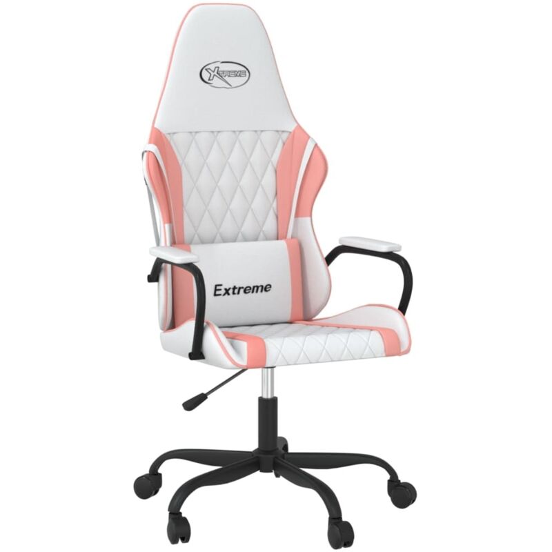 vidaXL Gaming-Stuhl Weiß und Rosa Kunstleder