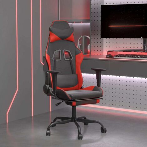 Chaise gaming,Chaise de jeu,Fauteuil Gamer avec repose-pied Noir et rouge Similicuir -BV94677