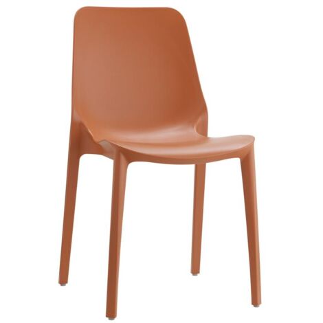 Chaise Ginevra Terracotta en Technopolymère Renforcé avec Fibre de Verre - Hauteur d'Assise 47 cm - Utilisation Intérieure/Extérieure - Empilable Jusqu'à 8 Pièces