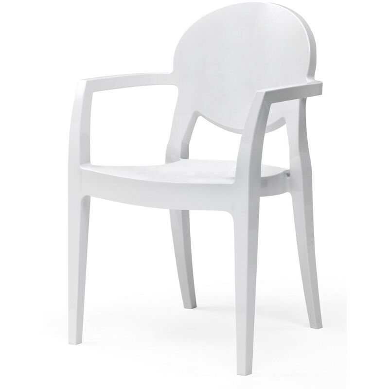 Chaise glossy design avec accoudoirs - igloo - Blanc