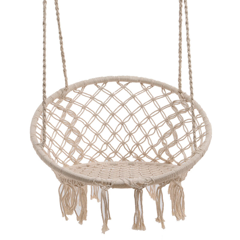 Balançoire en coton Bali avec franges ø82x123cm couleur crème