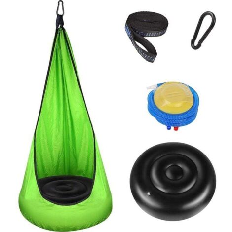 Chaise Hamac Suspendue pour Enfants, Siège Suspendu Mignon avec Coussin d'air en PVC, Sac Suspendu comme caverne caline ou Appareil de Gymnastique pour Les espaces extérieurs intérieurs-Fei Yu