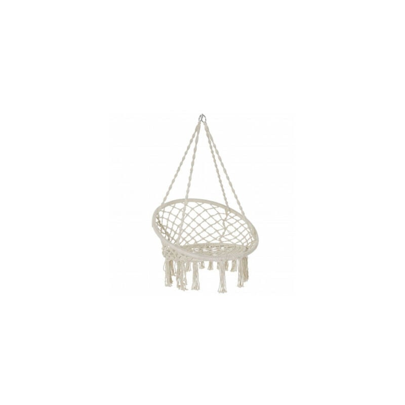 Chaise-hamac suspendue relaxante en coton ivoire - 80x63x120cm - Ivoire