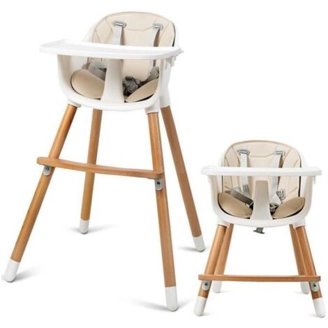 Chaise Haute Evolutive 2 En 1 Hauteur Reglable Chaise Haute Bebe Avec Plateau Champagne