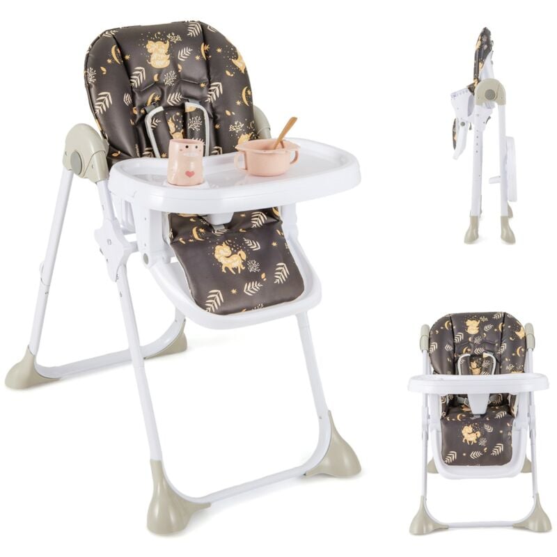 Chaise Haute Bébé Convertible Bauteur Réglable Dossier Inclinable Repose-pieds Plateau Amovible Lavable Violet CW66539