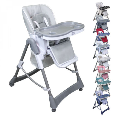 Chaise haute bébé pliable réglable avec tablette lavable – Structure en acier stable – Harnais de sécurité 5 points – Confort optimal – Monsieur Bébé