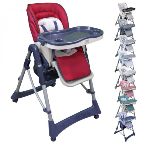 Chaise haute bébé pliable réglable 3 positions hauteur – Dossier inclinable – Tablette détachable lavable – Harnais 5 points – Monsieur Bébé
