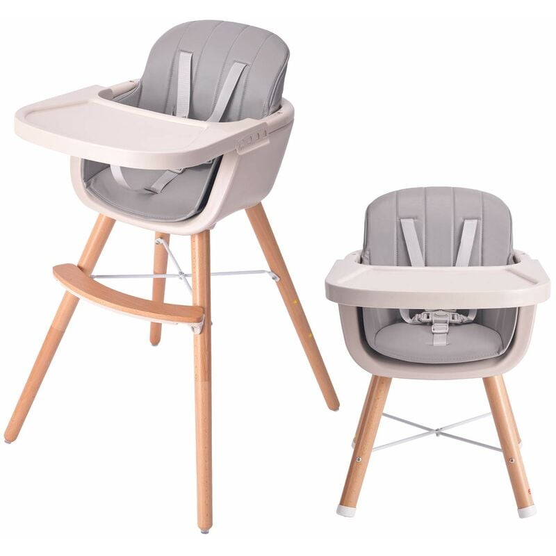 Chaise Haute Bébé, pour Réglable, Avec Plateau, Ceintures de Sécurité, de 6 mois à 3 ans, 40 kg, Chaise haute pour bébés transformable en et chaise