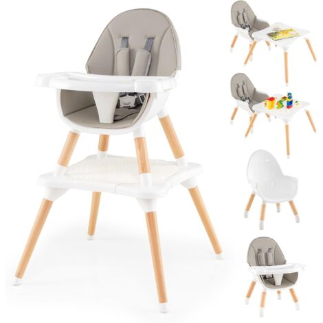 Chaise haute convertible pour bébé, chaise de salle à manger convertible 6 en 1 avec coussin amovible, ceinture de sécurité, siège enfant avec tablette réglable pour les bébés de 6 à 36 mois