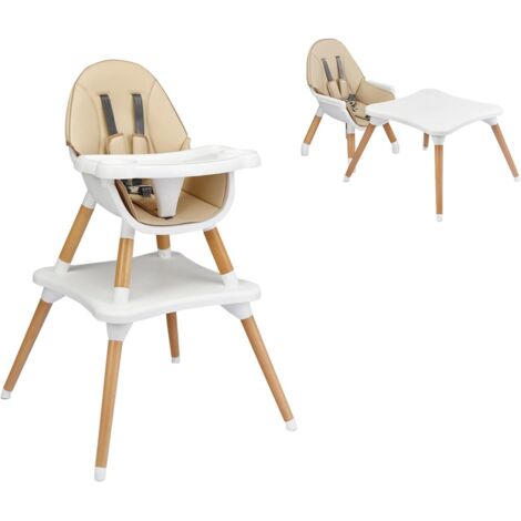 Chaise haute convertible pour bébé, chaise de salle à manger convertible 6 en 1 avec coussin amovible, ceinture de sécurité, siège enfant avec tablette réglable pour les bébés de 6 à 36 mois