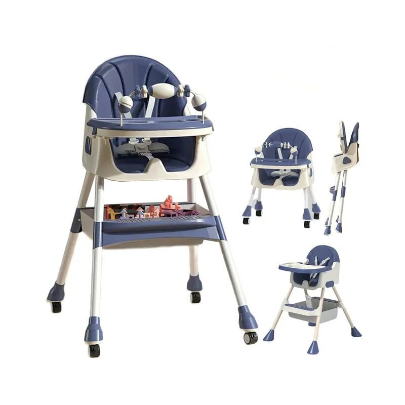 Viking Choice - Chaise haute qui grandit avec vous - pliable - avec set de jeu - bleu