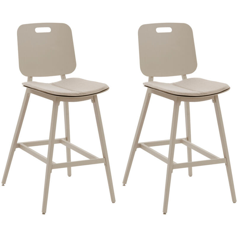 Lot de 2 chaises hautes de jardin Terzano argile & beige aluminium - Hespéride