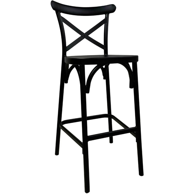 Oviala - Chaise haute de terrasse noire en aluminium - Noir