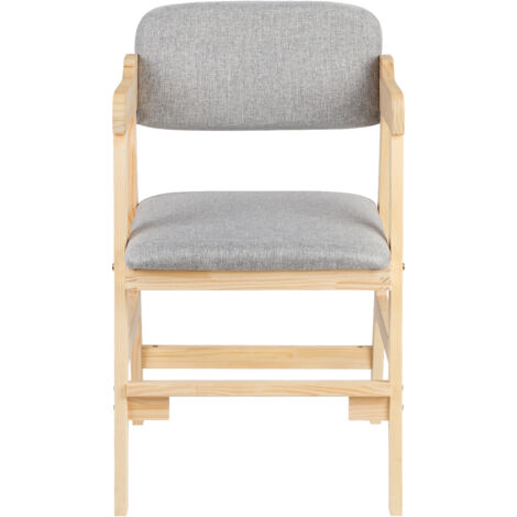 Chaise Haute en Bois, Chaise Haute d'alimentation Bébé, 6 Hauteurs Réglables Stable Chaise, Fauteuil, Puericulture pour Bébés, Enfants et Adultes - Gris