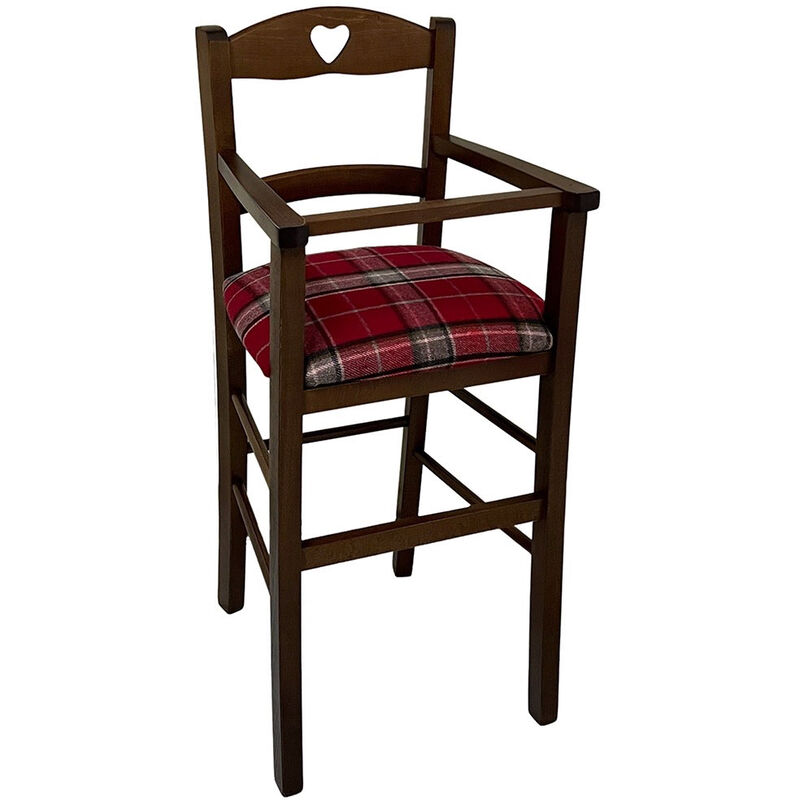 okaffarefatto - chaise haute en bois noyer foncé avec siège rembourré en tissu