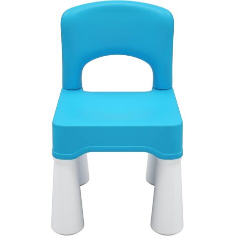 Chaise haute enfant en plastique, durable et légère, hauteur d'assise 23,6 cm, à partir de 3 ans, bleue