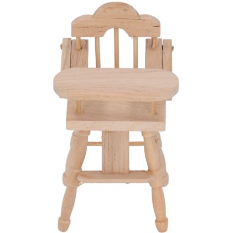 Chaise Haute Miniature 1/12 pour Maison de Poupée, Modèle Réaliste Pliable en Bois de Bouleau, Décoration Élégante