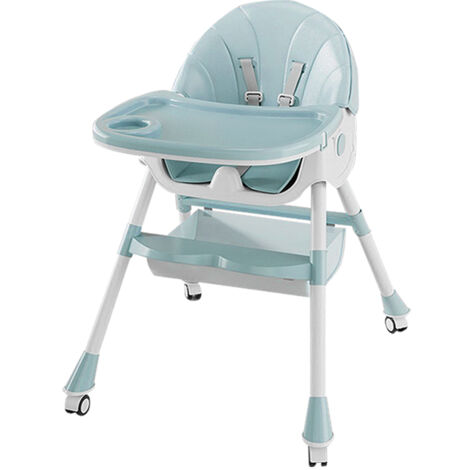 Chaise haute pliable 6 en 1 pour bébé avec roulettes universelles, réglable en hauteur, de 6 mois à 3 ans, verte