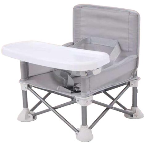 Chaise haute pliable, compacte et portable pour tout-petits, rehausseur pour bébés/enfants, idéale pour la table à manger et le camping (gris)
