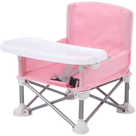 Chaise haute pliable, compacte et portable pour tout-petits, rehausseur pour bébés/enfants, idéale pour la table à manger et le camping (rose).