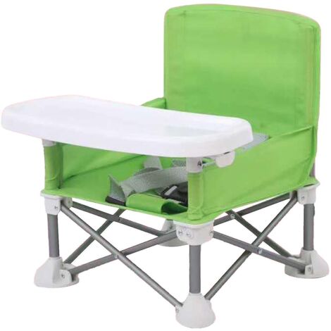 Chaise haute pliable, compacte et portable pour tout-petits, rehausseur pour bébés/enfants, idéale pour la table à manger et le camping (vert).