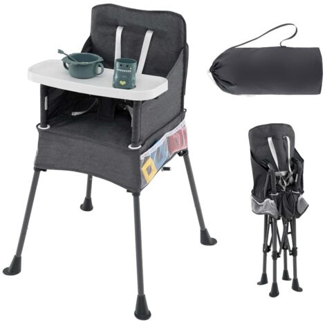Chaise haute pliable pour bébé avec plateau réglable et sac de transport