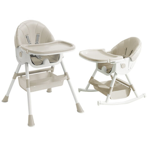 Chaise haute pour bébé enfant, 3 en 1, cheval à bascule, réglable en hauteur avec harnais 5 points, de la naissance à 6 ans, blanc