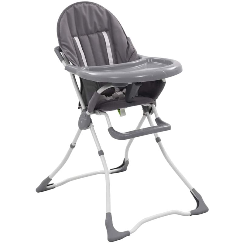 Chaise haute pour bébé Gris et blanc Vidaxl