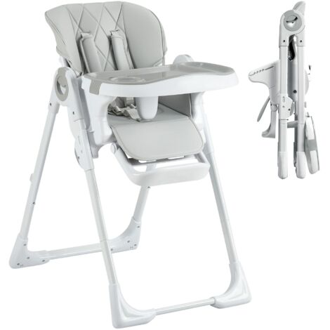 Chaise haute pour enfants YB-H22 - Chaise de repas pliable gris clair pour tout-petits, chaise de repas solide avec plateau, design compact pour la maison et les voyages (65 x 51 x 23 cm)