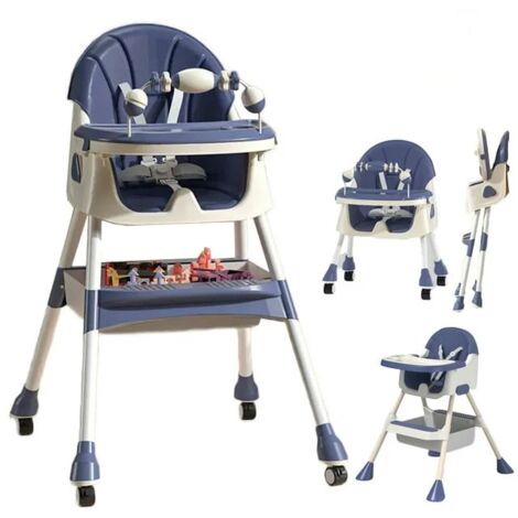 Chaise haute qui grandit avec vous - pliable - avec set de jeu - bleu