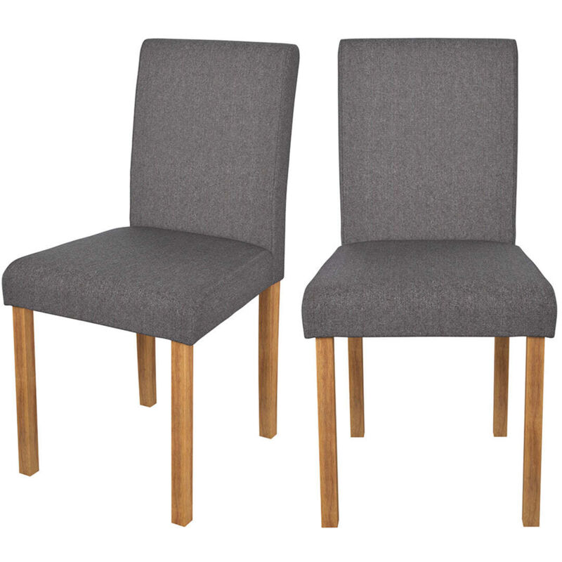 Rendez-vous Déco - Lot de 2 chaises en tissu gris foncé et pieds en bois d'hévéa - havane