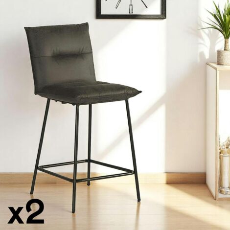Chaise îlot central gris MALMOE (lot de 2)