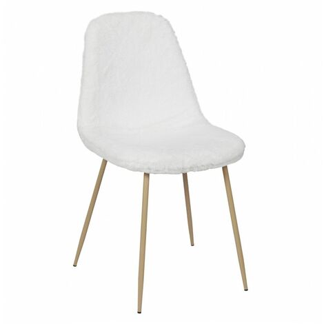 Chaise - imitation fourrure - L 54.7 cm x l 44,1 cm x H 85,2 cm - Aurea - Blanc - Livraison gratuite - Blanc