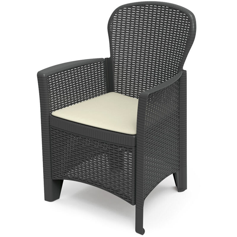 Progarden - Fauteuil Imitation Rotin. Couleur: Anthracite 60x58x89cm Modèle: Folia Progarden - Fauteuil Imitation Rotin. Couleur: Anthracite 60x58x89cm Modèle: Folia