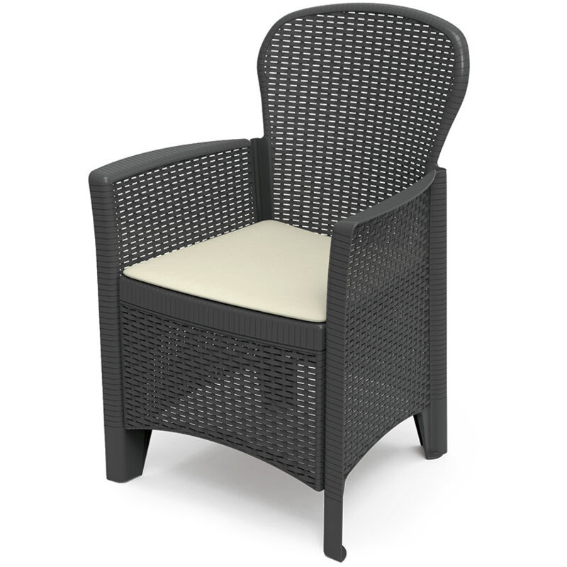 Progarden - Fauteuil imitation rotin. couleur : anthracite 60x58x89cm modèle : folia