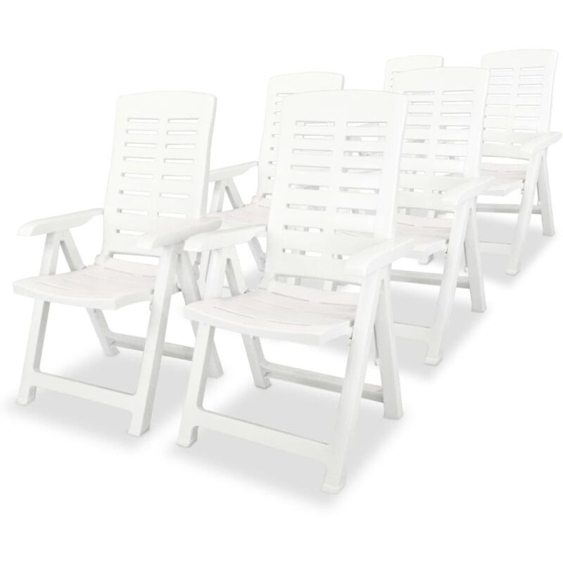 Chaises inclinables de jardin lot de 6 Plastique Blanc vidaXL