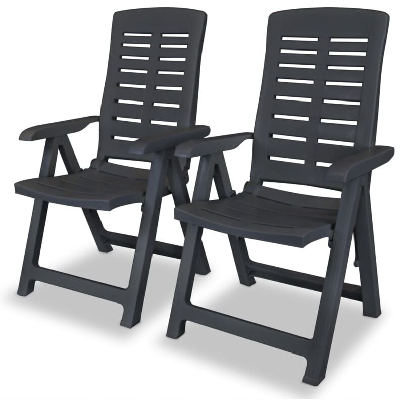 Chaises inclinables de jardin lot de 2 Plastique Anthracite Vidaxl