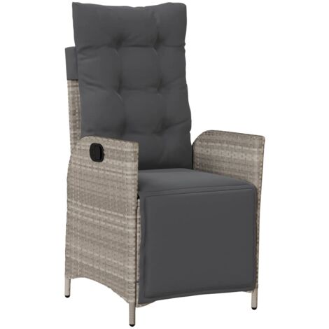 Chaise inclinable de jardin avec repose-pied gris clair rotin