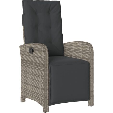 Chaise inclinable de jardin et repose-pied gris résine tressée