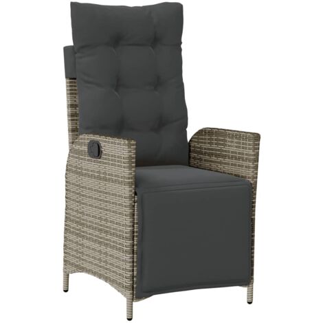 Chaise inclinable de jardin et repose-pied gris résine tressée