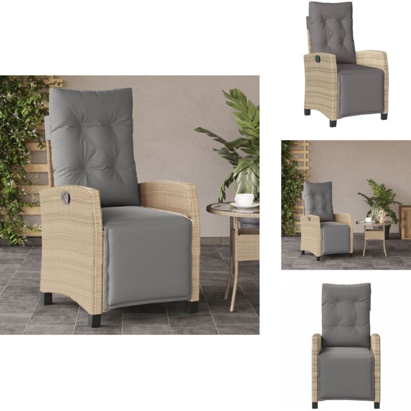 Chaise inclinable de jardin et repose-pied mélange beige rotin - Chaises De Jardin Inclinables - Chaises De Patio - Fauteuil De Jardin - Chaise De