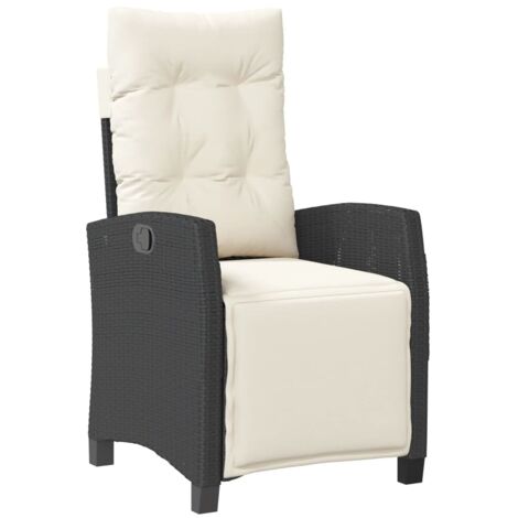 Chaise inclinable de jardin et repose-pied noir résine tressée