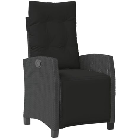Chaise inclinable de jardin et repose-pied noir résine tressée