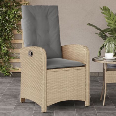 Chaise inclinable de jardin,Siège de Terrasse Chaise d'extérieur coussins mélange beige poly rotin CFW165635